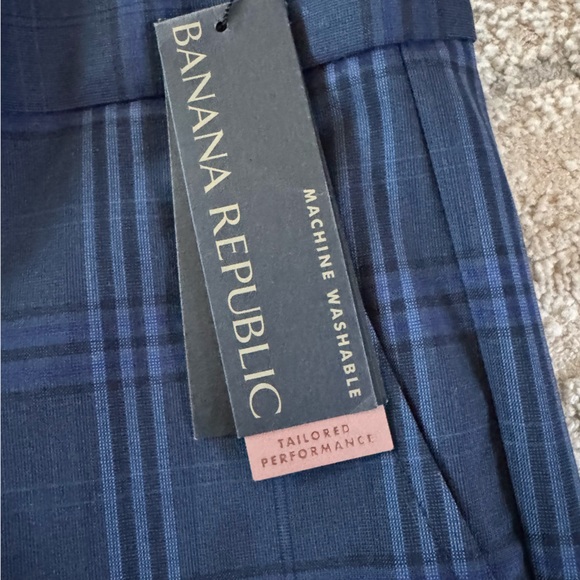 Banana Republic Ryan blue navy plaid wool trousers dress pants 6 new - Picture 5 of 13